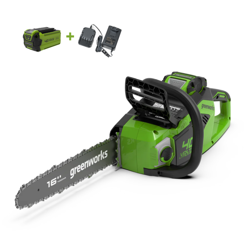 Цепная пила Greenworks GD40CS18K2 40V (40 см) аккумуляторная, с АКБ 2 А/ч и ЗУ