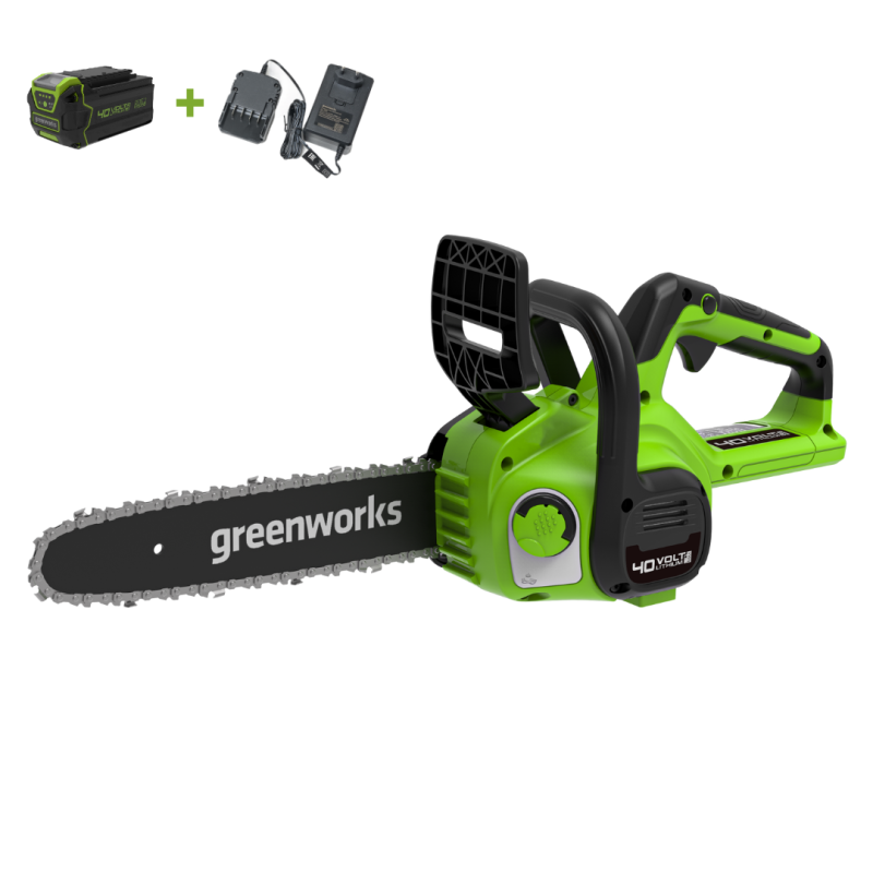 Цепная пила Greenworks G40CS30IIK4 40V (30 см) аккумуляторная, с АКБ 4 А/ч и ЗУ