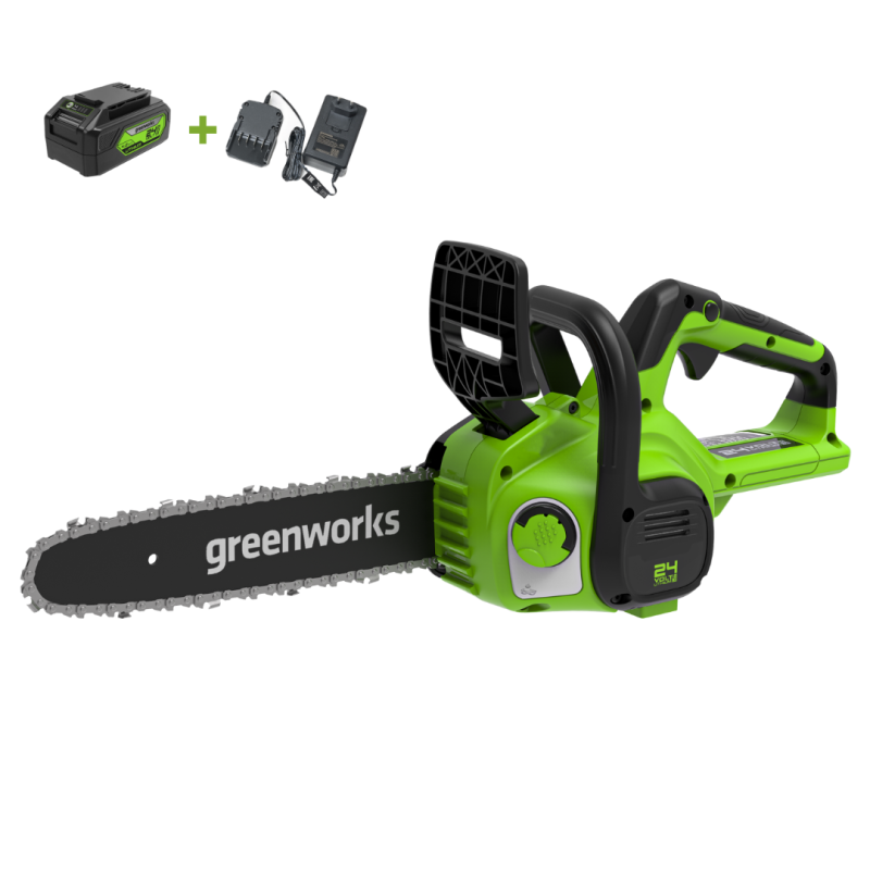 Цепная пила Greenworks G24CS25K2 24V (25 см) аккумуляторная, с АКБ 2 А/ч и ЗУ