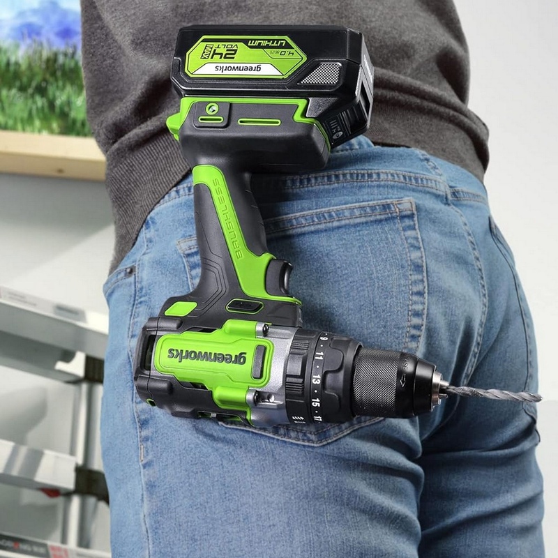 Дрель-шуруповерт ударная Greenworks GD24DD140 24V (140Нм) аккумуляторная, без АКБ и ЗУ