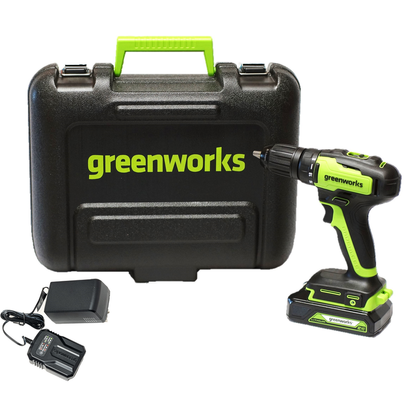 Дрель-шуруповерт Greenworks GD24DD35K2 24V (35Нм) аккумуляторная, с АКБ 2 А/ч и ЗУ