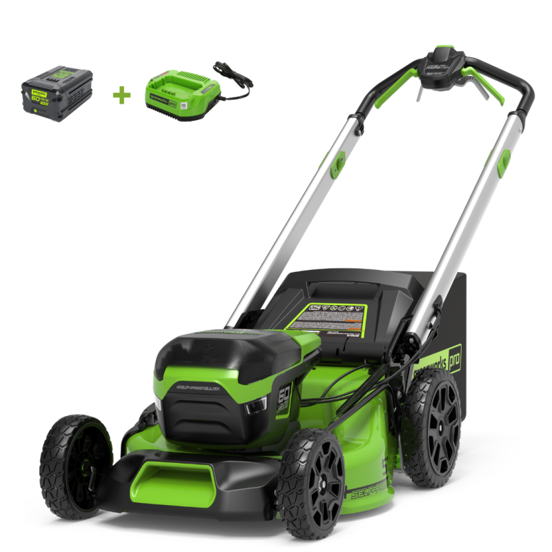 Газонокосилка Greenworks GD60LM51SPK4 60V (51 см) самоходная аккумуляторная, с АКБ 4 А/ч и ЗУ