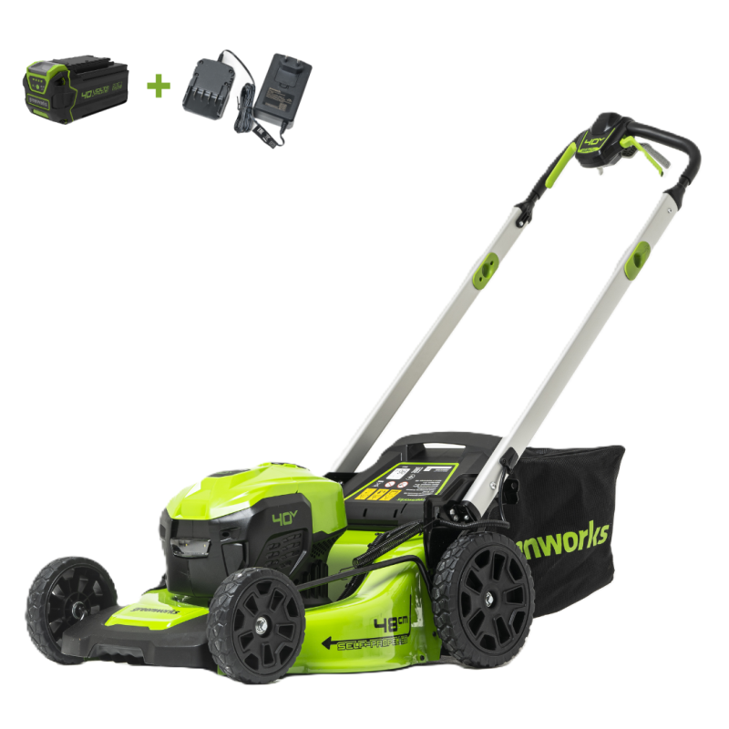 Газонокосилка Greenworks GD40LM48SPK4 40V (48 см) самоходная аккумуляторная, c АКБ 4 А/ч и ЗУ