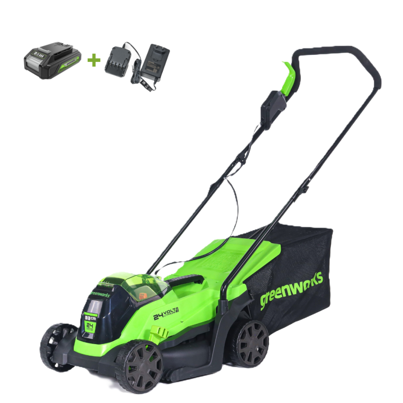 Газонокосилка Greenworks GD24LM33K2 24V (33 см) аккумуляторная, с АКБ 2 А/ч и ЗУ