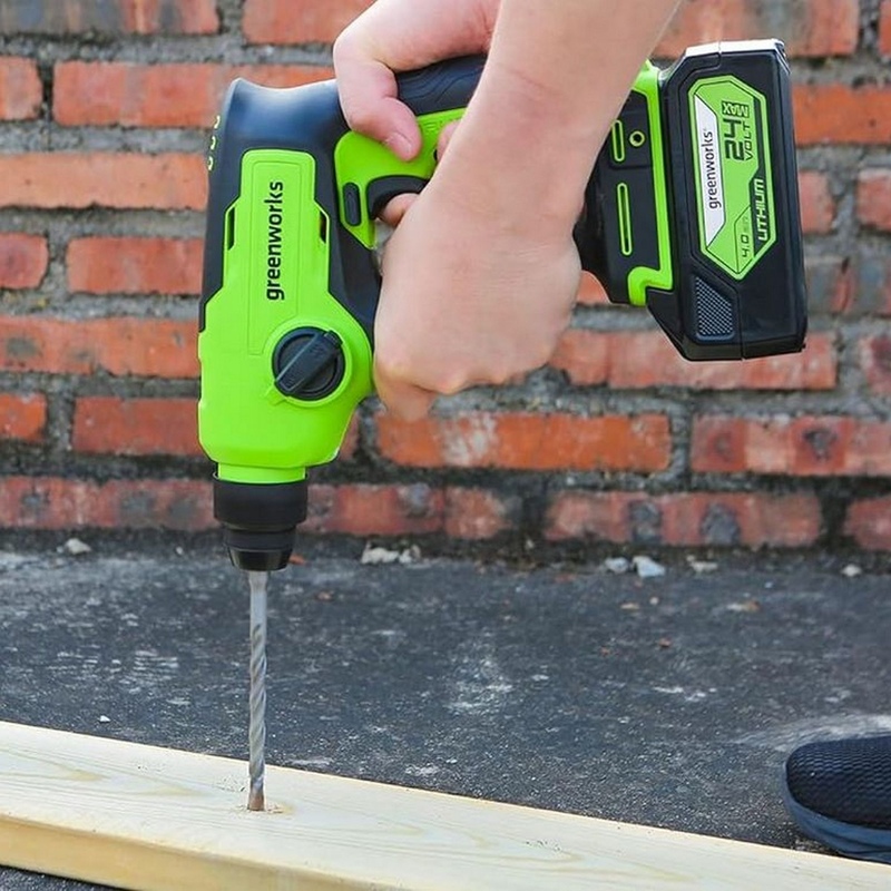 Перфоратор Greenworks GD24SDS1K2 24V (1,2 Дж) аккумуляторный, c АКБ 2 А/ч и ЗУ