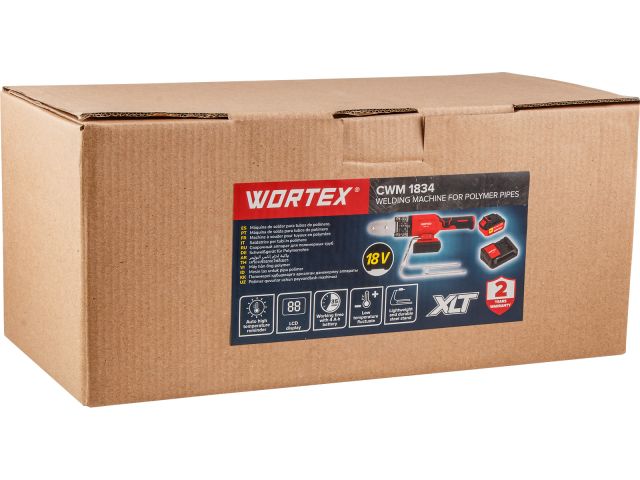 Аккум. сварочный аппарат для полимерных труб WORTEX CWM 1834 ALL1 XLT SET с акб и зу+3 насадки (300 Вт, 25-340 C, электронная регулировка.) (1304777)