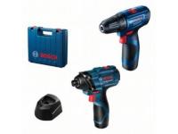 Аккум. дрель-шуруповерт BOSCH GSR 120-LI+ аккум. импульсный гайковерт GDR 120-LI в чем. (12.0 В, 2 акк., 2.0 А/ч Li-Ion, 30 Нм, шурупы до 7 мм) (06019G8023)