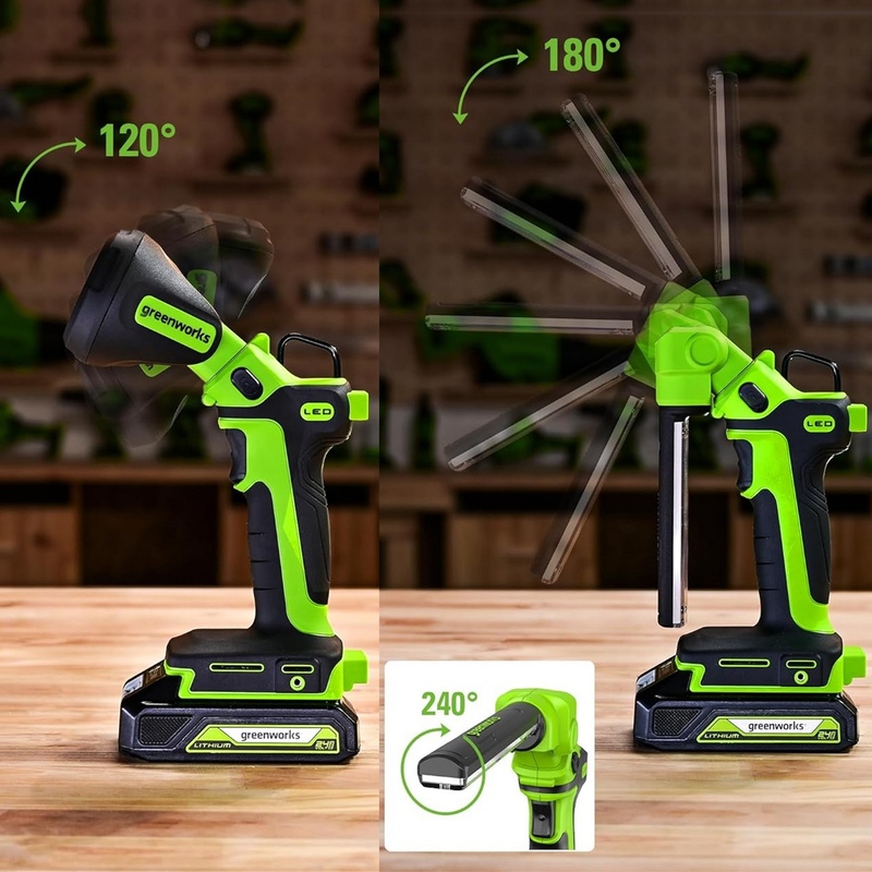 LED-фонарь 2в1 Greenworks G24UL 24V (650Лм) аккумуляторный, без АКБ и ЗУ