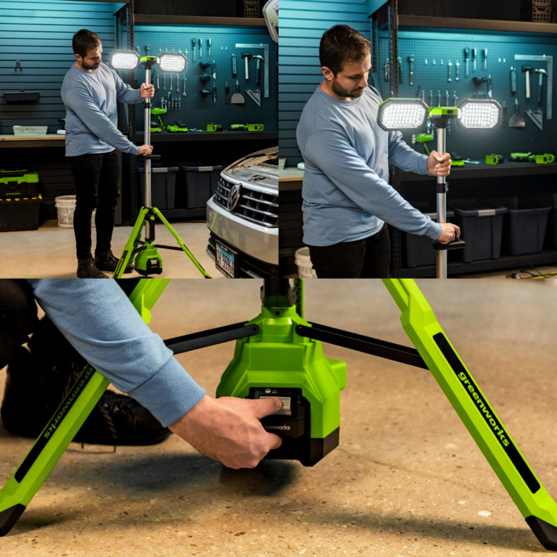 Мачта осветительная Greenworks GPT-STL 24V (3000Лм) с гибридным питанием, без АКБ и ЗУ