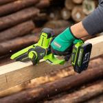 Цепная мини-пила Greenworks G24MCS10K2 24V (10 см) аккумуляторная, с АКБ 2 А/ч и ЗУ