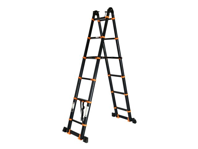 Лестница телескопическая 2-х секц. алюм. 290/580см, 2х7 ступ. 19,2кг BLACK LINE STARTUL (ST9932-058) (усиленное шарнирное соединение, ширина ступени 8 (ST9932-058)