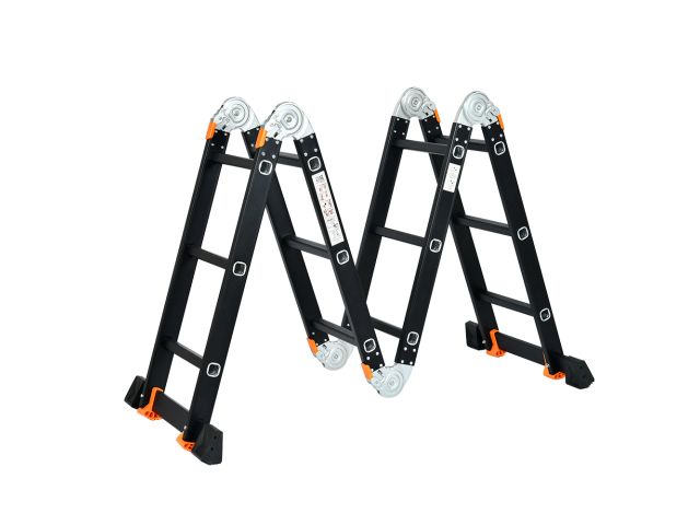 Лестница алюм. многофункц.4х5 ступ.(стрем.-283см,лестн.-580см) 15,5кг BLACK LINE STARTUL (ST9930-05) (усиленное шарнирное соединение, прорезиненные ко (ST9930-05)