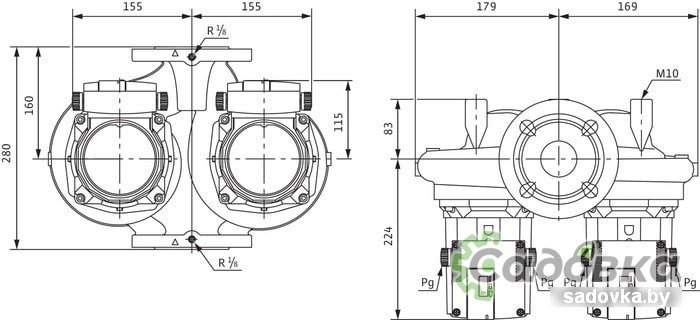 Циркуляционный насос Wilo TOP-SD 50/7 (3~/230 V, PN 6/10)