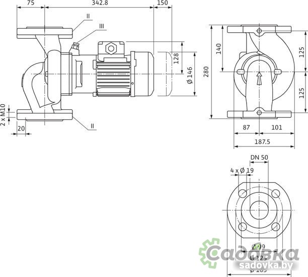 Циркуляционный насос Wilo VeroLine-IPL 50/105-0.75/2