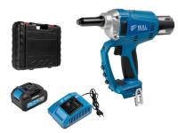 Аккум. заклепочный пистолет BULL CRG 1018 в чем. XLTpro, БЕСЩЕТ., 25 мм, 10000 Н, 1х4 А*ч (2.4, 3.2, 4.0, 4.8 мм, вытяжные, подсветка) (1304594)