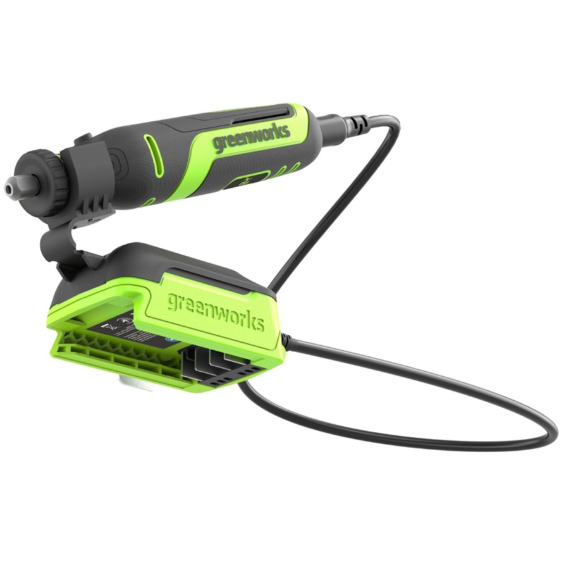 Гравер Greenworks G24RT 24V с базой и оснасткой (52 шт) аккумуляторный, без АКБ и ЗУ