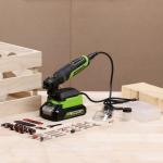 Гравер Greenworks G24RT 24V с базой и оснасткой (52 шт) аккумуляторный, без АКБ и ЗУ