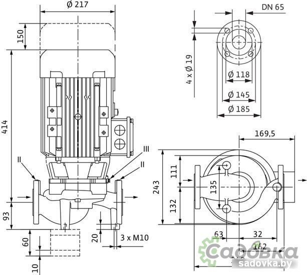 Циркуляционный насос Wilo VeroLine-IPL 65/120-3/2