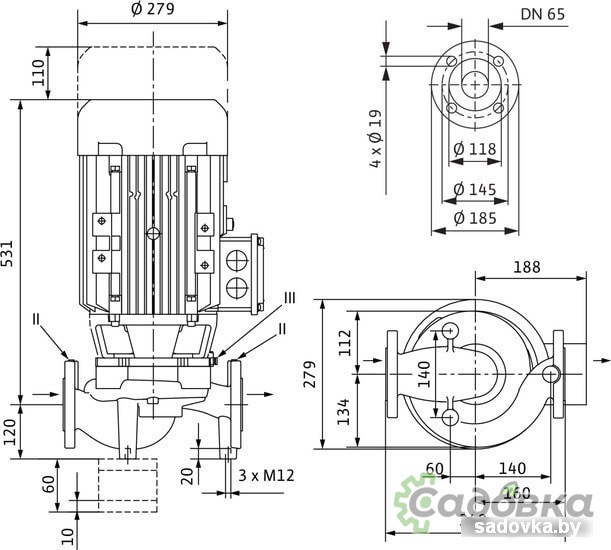 Циркуляционный насос Wilo VeroLine-IPL 65/145-5.5/2