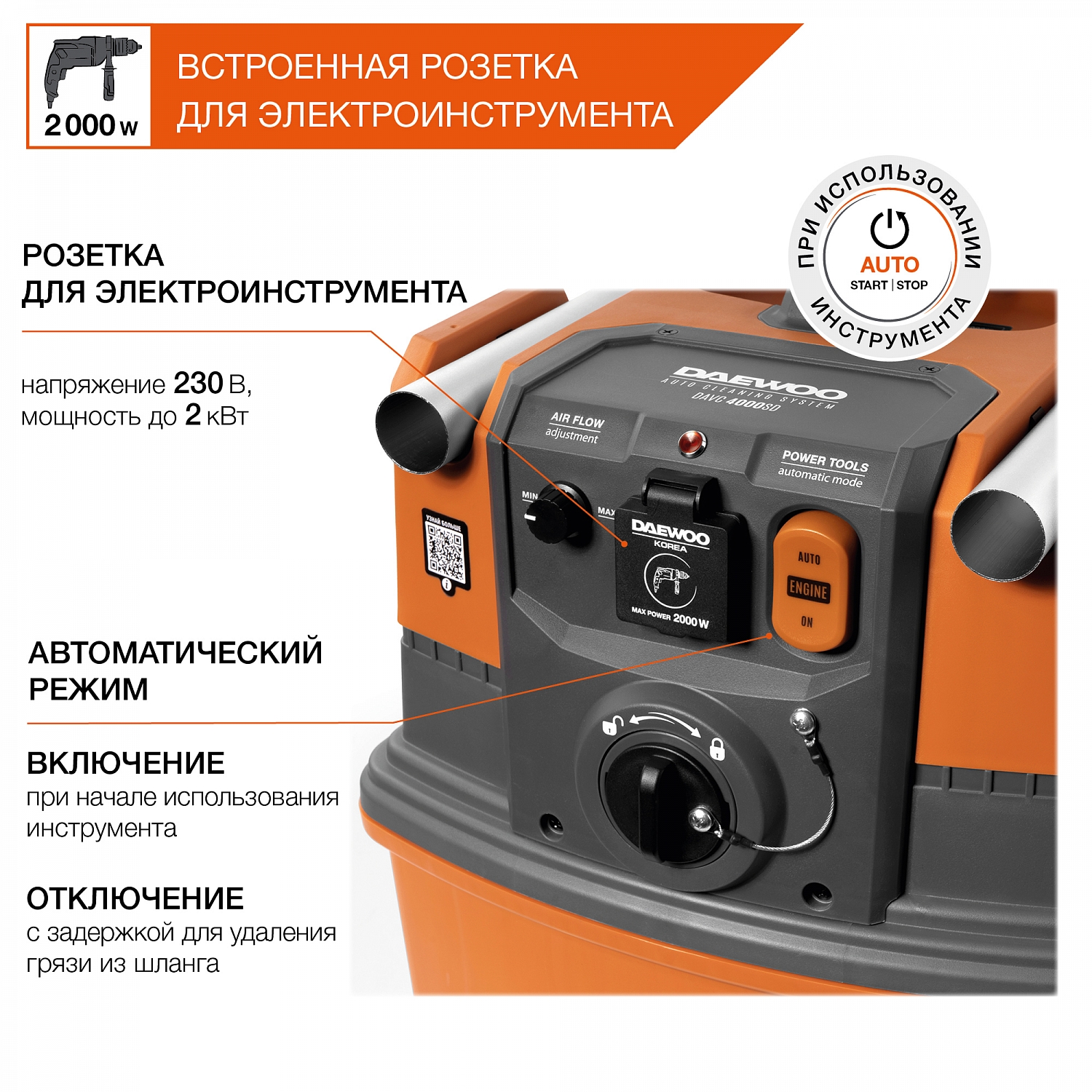 Пылесос строительный DAEWOO DAVC 4000SD