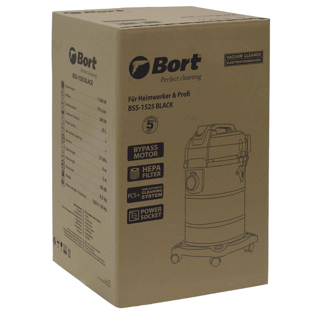 Пылесос строительный Bort BSS-1525 BLACK