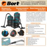 Пылесос строительный Bort BSS-1525 BLACK