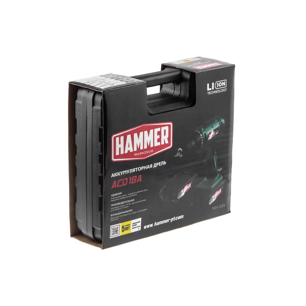 Дрель-шуруповерт аккумуляторная Hammer ACD18A