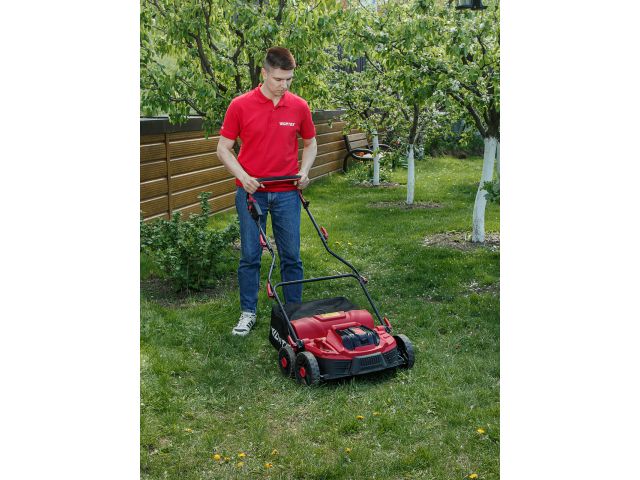 Аккум. аэратор-скарификатор WORTEX CAE 3736 ALL1 XLT SET БЕСЩЁТ.ДВИГ., 18В+18В, шир. 37 см
                    (2 4Ач акб, зу, вал для аэрации, вал для скарификации, 5 рег.высоты, 45 л травосборник)
