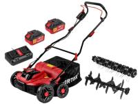Аккум. аэратор-скарификатор WORTEX CAE 3736 ALL1 XLT SET БЕСЩЁТ.ДВИГ., 18В+18В, шир. 37 см
                    (2 4Ач акб, зу, вал для аэрации, вал для скарификации, 5 рег.высоты, 45 л травосборник)
