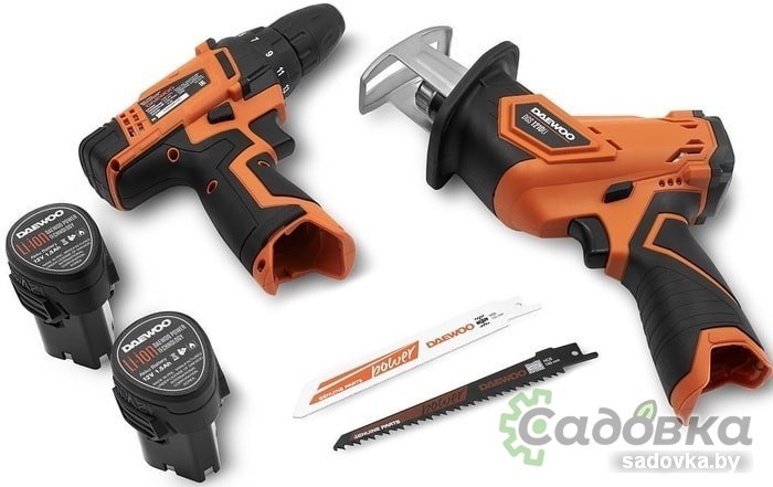 Дрель-шуруповерт Daewoo Power DGA 1220Li SET (шуруповерт, сабельная пила, 2 АКБ, сумка)