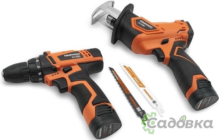 Дрель-шуруповерт Daewoo Power DGA 1220Li SET (шуруповерт, сабельная пила, 2 АКБ, сумка)