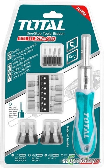 Набор отвертка с битами и головками Total TACSD30246 (24 предмета)