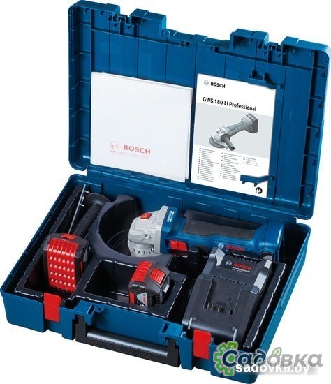 Угловая шлифмашина Bosch GWS 180-LI Professional 06019H9021 (с 2-мя АКБ, кейс)