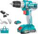 Дрель-шуруповерт Total TDLI2002 (с 2-мя АКБ, сумка, набор оснастки)