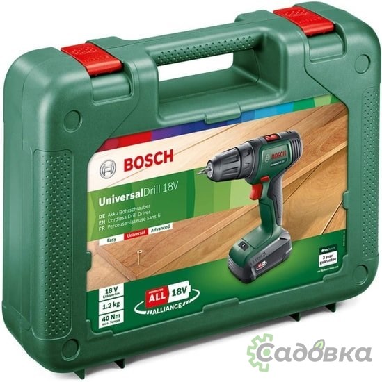 Дрель-шуруповерт Bosch UniversalDrill 18V 06039D4005 (с 1-м АКБ, кейс)
