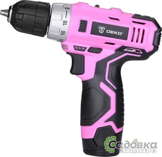 Дрель-шуруповерт Deko GCD12DU3 PINK SET2 063-4171 (с 1-им АКБ, набор оснастки)