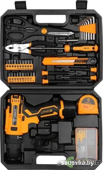 Дрель-шуруповерт Deko Banger SET 93 063-4168 (с 2-мя АКБ, кейс, набор оснастки)