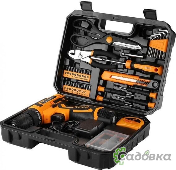 Дрель-шуруповерт Deko Banger SET 93 063-4168 (с 2-мя АКБ, кейс, набор оснастки)