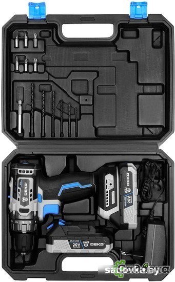 Дрель-шуруповерт Deko Sharker case 063-4036 (с 2-мя АКБ, кейс)