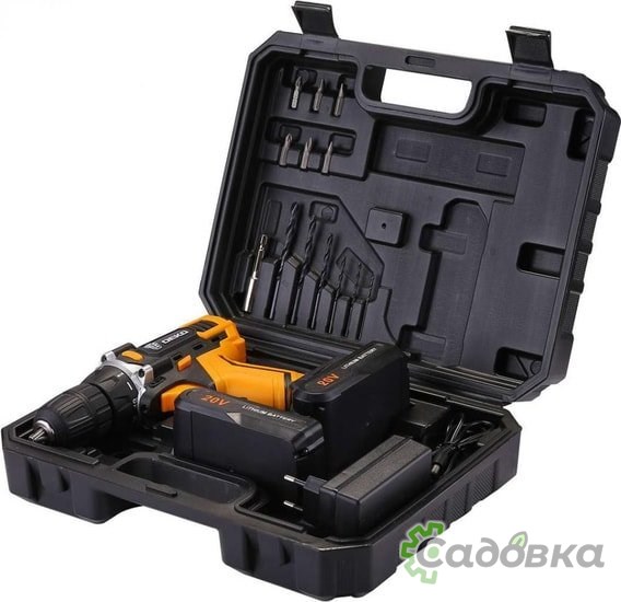 Дрель-шуруповерт Deko DKCD20FU-Li SET 3 063-4172 (с 2-мя АКБ, кейс, набор оснастки)