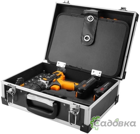 Дрель-шуруповерт Deko DKCD20FU-Li Prem SET 131 063-4137 (с 2-мя АКБ, кейс, оснастка)