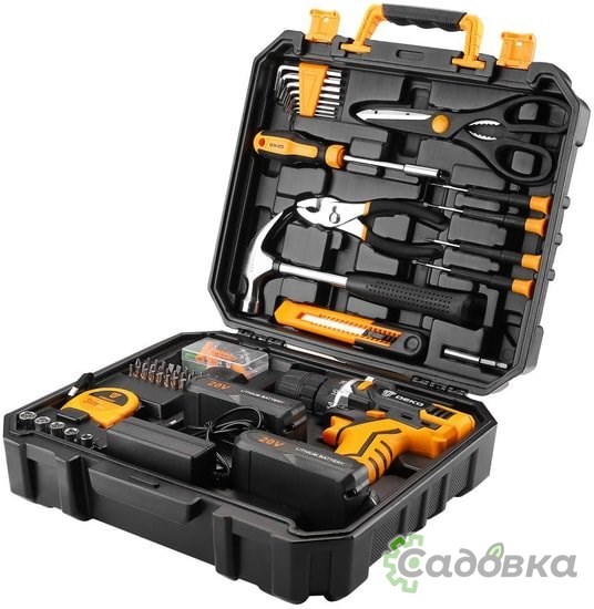 Дрель-шуруповерт Deko DKCD20FU-Li SET 104 063-4178 (с 2-мя АКБ, кейс)