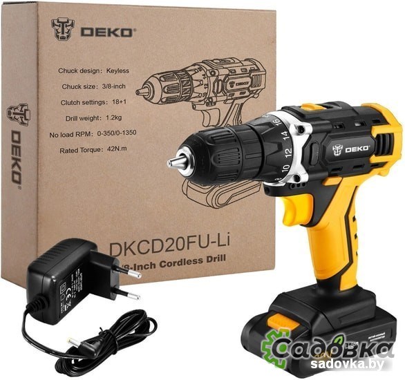 Дрель-шуруповерт Deko DKCD20FU-Li 063-4102 (с 1-им АКБ)