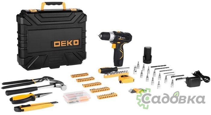Дрель-шуруповерт Deko GCD12DU3 SET 195 063-4134 (с 2-мя АКБ, кейс, набор оснастки)