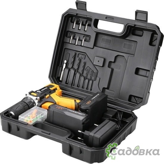 Дрель-шуруповерт Deko DKCD16FU-Li 063-4099 (с 2-мя АКБ, кейс, набор оснастки)