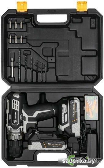 Дрель-шуруповерт Deko DKCD20 Black Edition SET 3 063-4050 (с 2-мя АКБ, кейс)