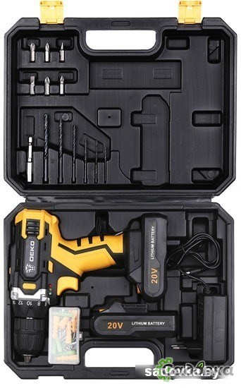Дрель-шуруповерт Deko DKCD20FU-Li SET 63 063-4175 (с 2-мя АКБ, кейс)