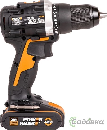 Дрель-шуруповерт Worx WX102 (с 2-мя АКБ, кейс)