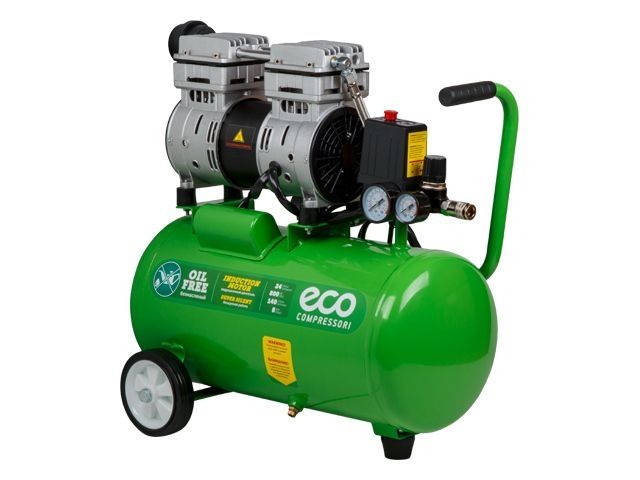 Компрессор ECO AE-25-OF1 безмасляный (140 л/мин, 8 атм, коаксиальный, безмасляный, ресив. 24 л, 220 В, 0,8 кВт) (AE-25-OF1)