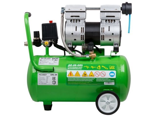 Компрессор ECO AE-25-OF1 безмасляный (140 л/мин, 8 атм, коаксиальный, безмасляный, ресив. 24 л, 220 В, 0,8 кВт) (AE-25-OF1)